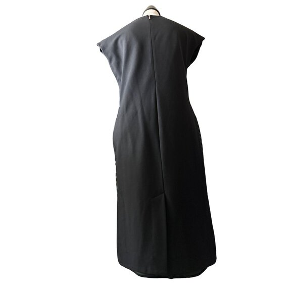 MaxMara Black Sheath Dress Sleeveless Black Green Side Stripes Size Large - Picture 7 of 11